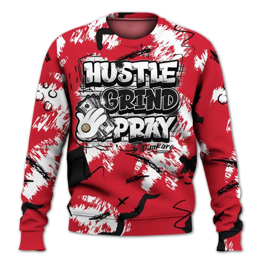 Sweatshirt To Match Flight Club 4s - Hustle Grind Pray Graphic Street Style All Over Print