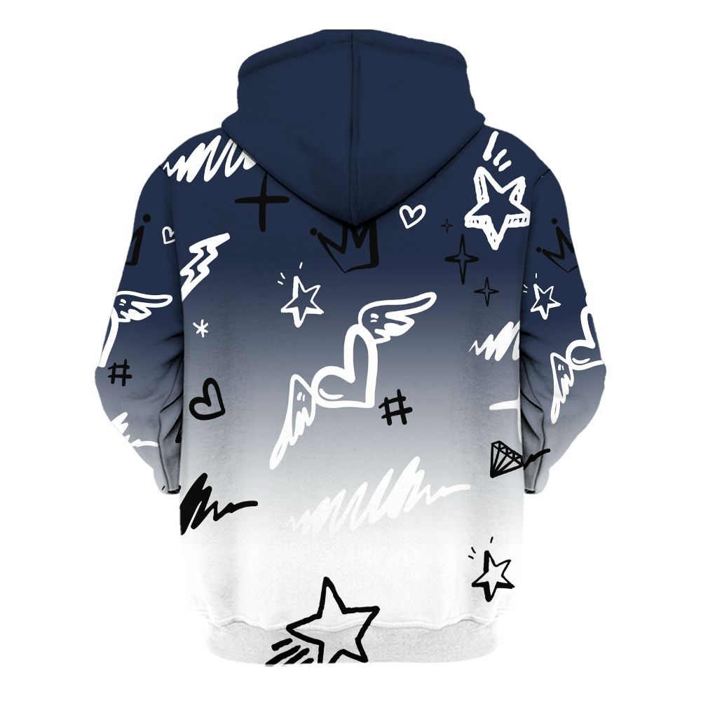 Hoodie To Match Dunk Low White Midnight Navy - Rise Shine Hustle Grind All Over Print