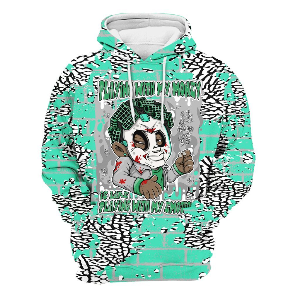 Hoodie To Match Black Green Glow 3s - Playing With My Money Graphic Halloween All Over Print