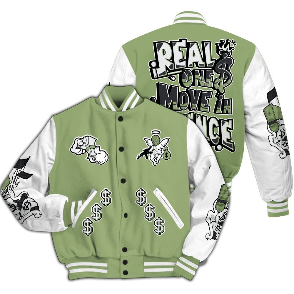 Varsity Jacket To Match Oil Green 4s - Ones Move In Silence Graphic All Over Print