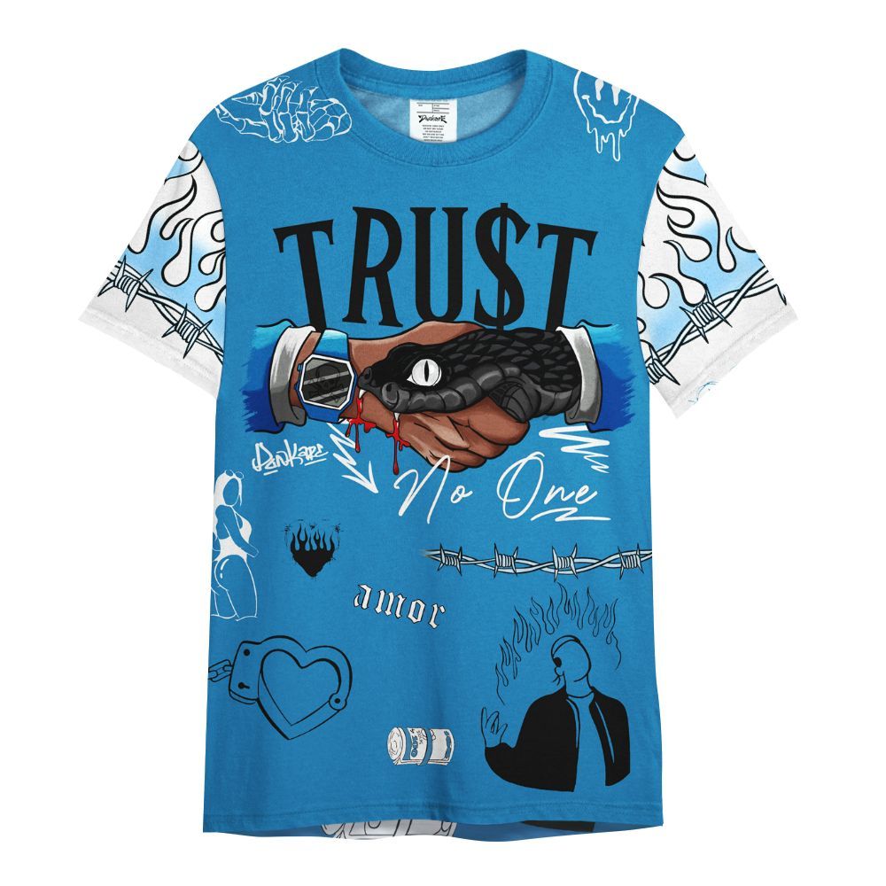 Shirt To Match Retro University Blue 9s - Snake Trust No One All Over Print