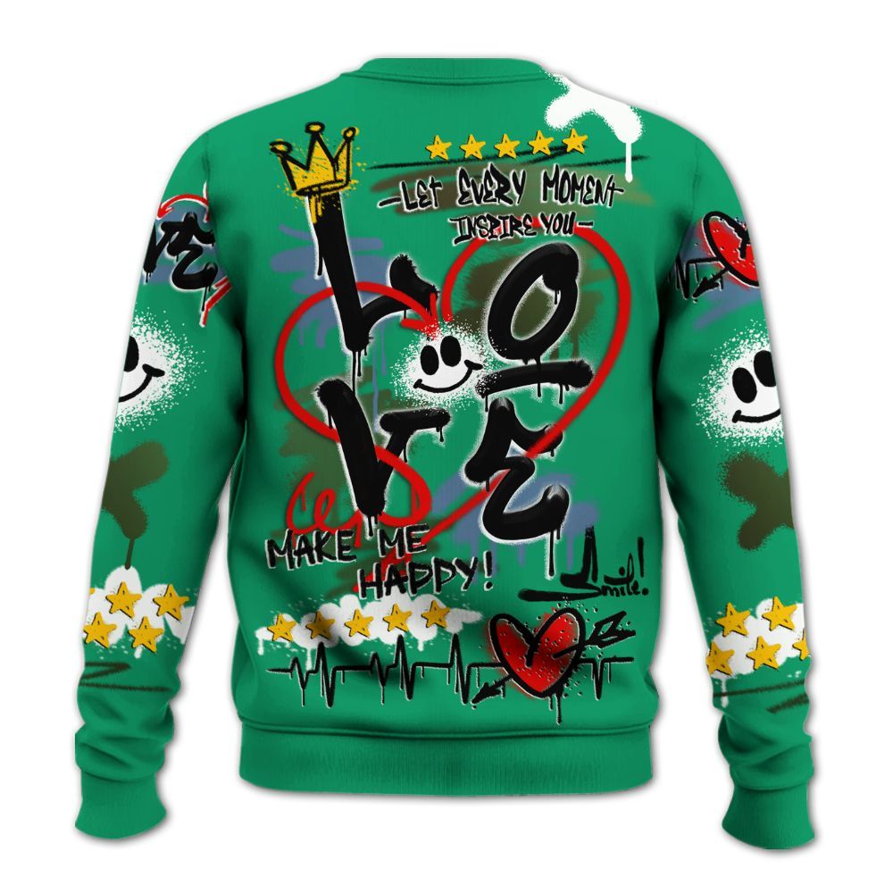 Sweatshirt To Match Foamposite Pro Pine Green 2025 - Happy Love Beats Graffiti Streetwear All Over Print