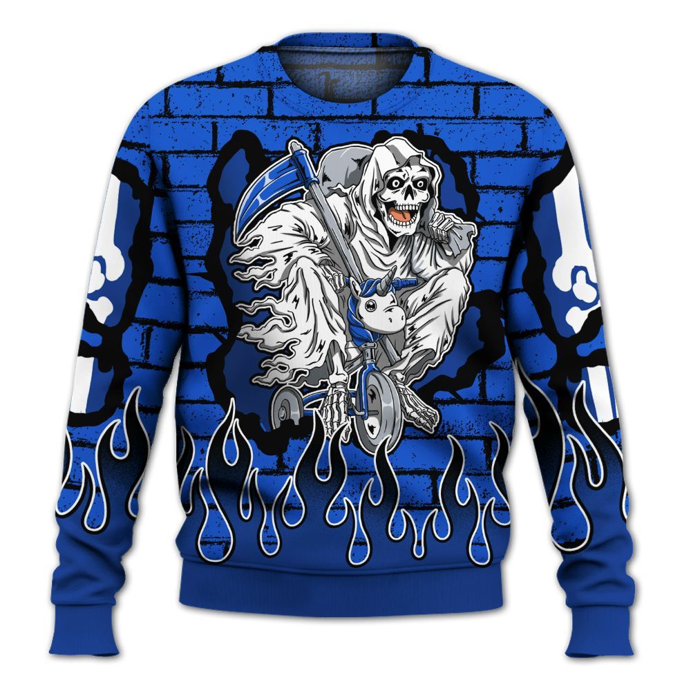 Sweatshirt To Match Air Foamposite One Royal - Self Make Skeleton Crashed All Over Print