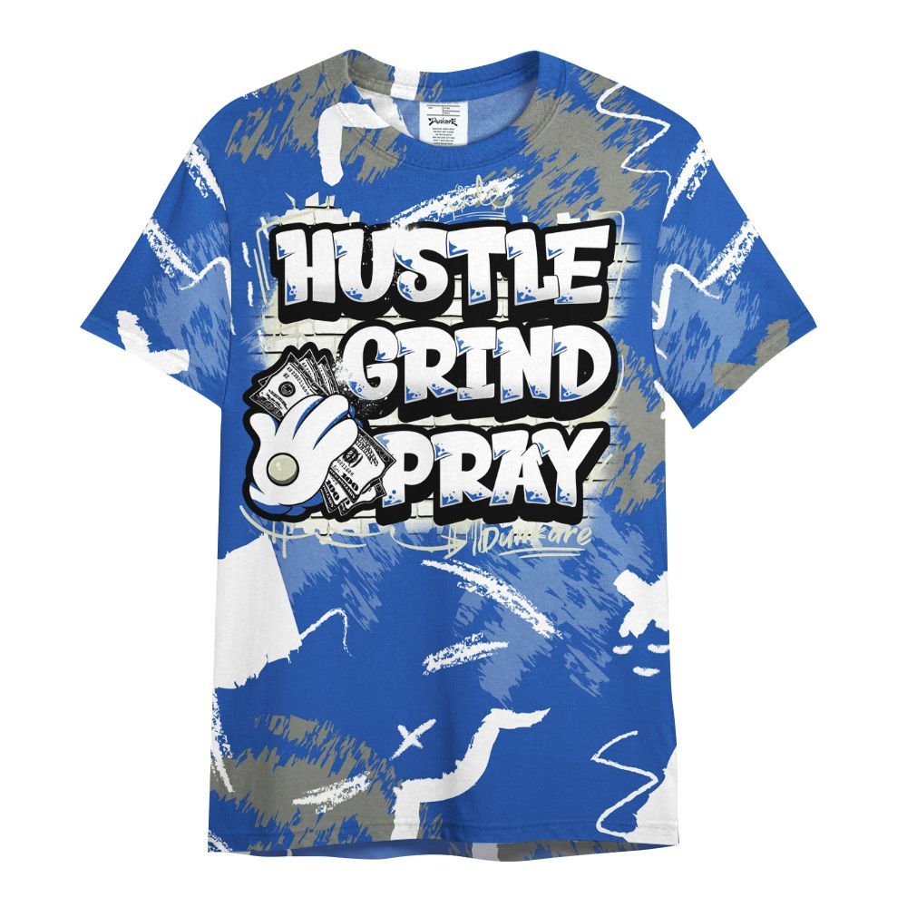 Shirt To Match Lucky Shorts 3s - Hustle Grind Pray Retro All Over Print