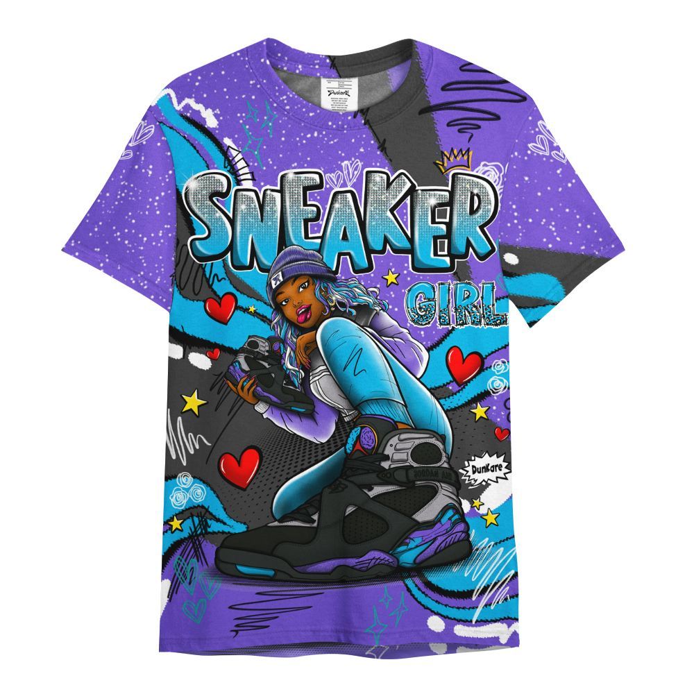 Shirt To Match Retro Aqua 8s - Sneaker Girl With Shoes All Over Print