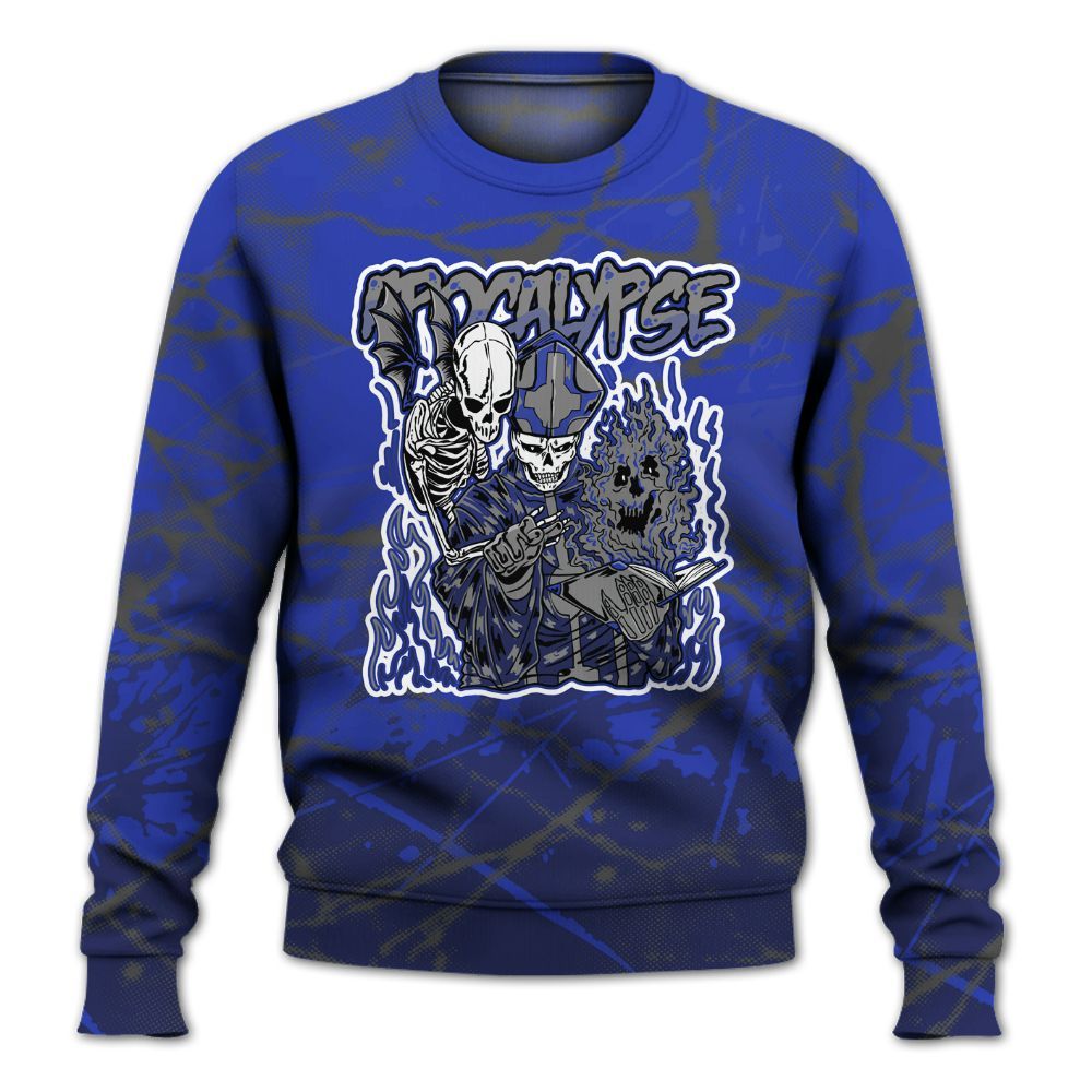 Sweatshirt To Match Air Max Plus Black Racer Blue - Apocalypse Skeleton Profound All Over Print