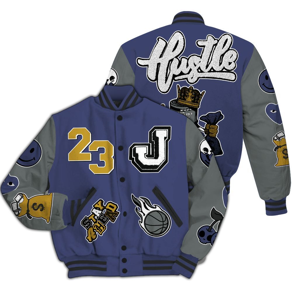 Varsity Jacket To Match Lakeshow 4s - Hustles Money Number 23 All Over Print