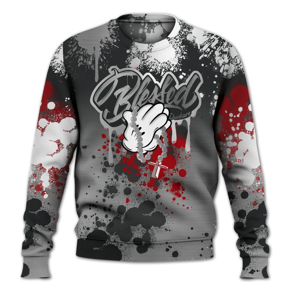 Sweatshirt To Match Metallic Silver 14s - God Blessed Ink Drip All Over Print