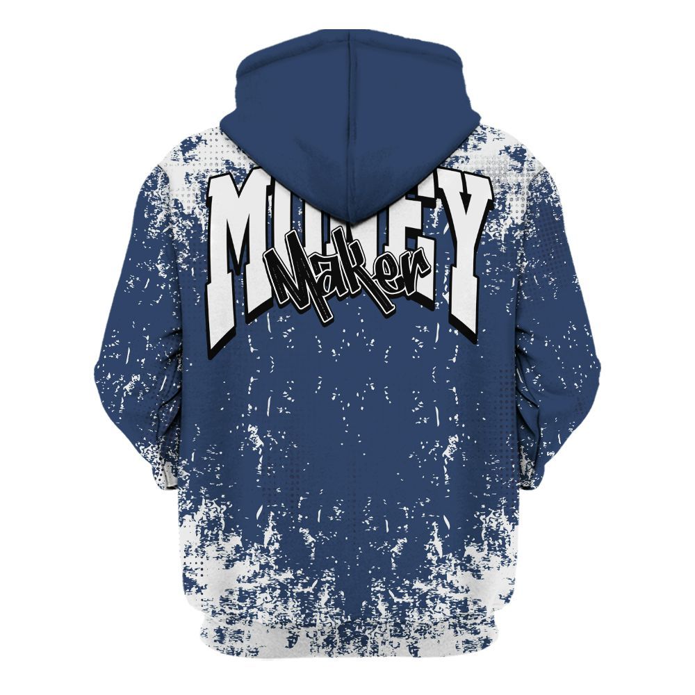 Hoodie To Match Low 85 Metallic Blue 1s - Move In Silence Money Street Retro All Over Print
