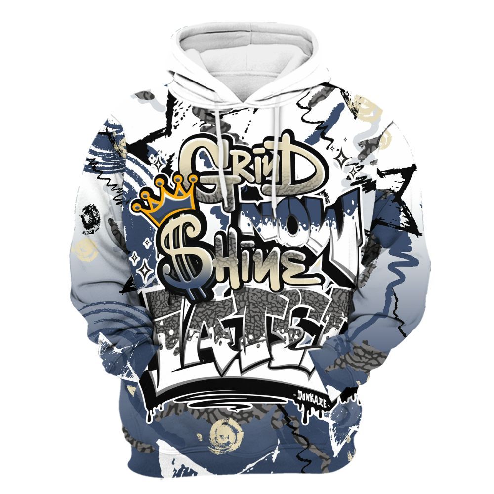 Hoodie To Match Diffused Blue 3s - Grind Shine Later Drip All Over Print