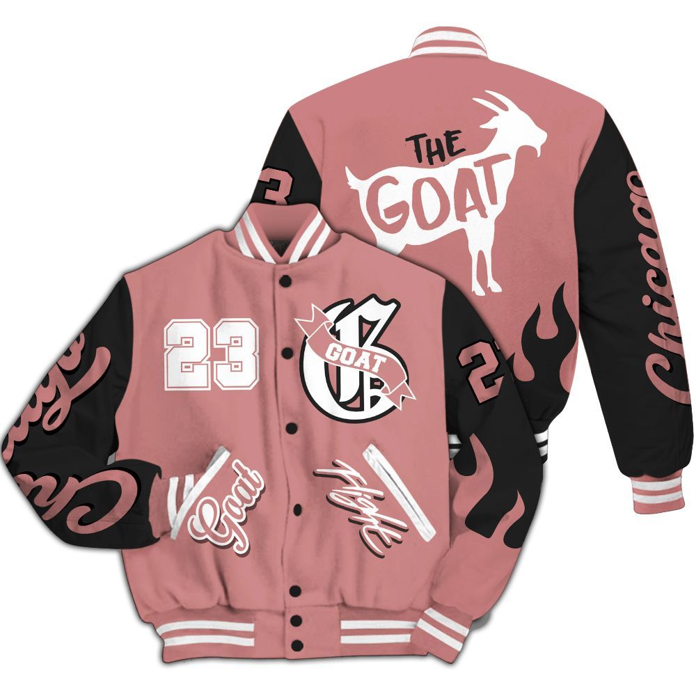 Varsity Jacket To Match Low OG Rust Pink 1s - The G.O.A.T Flight Streetwear All Over Print