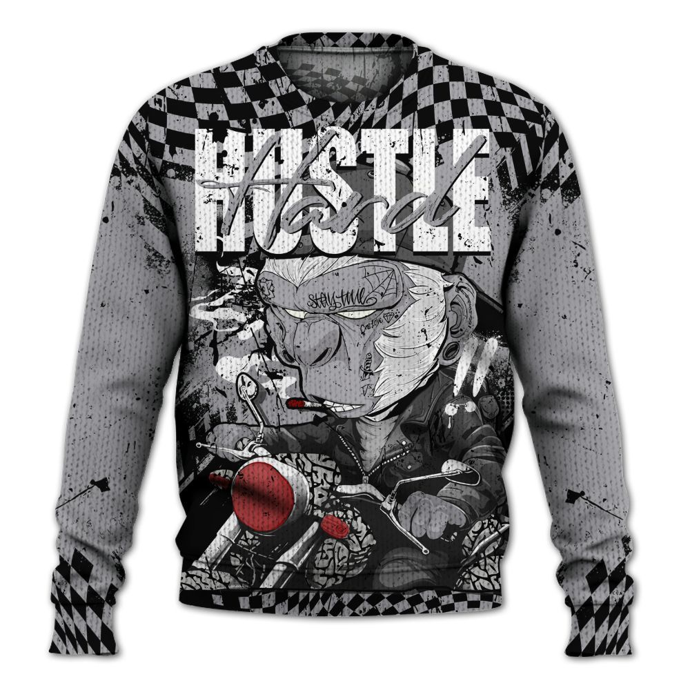 Knitted Sweater To Match Cement Grey 3s - Hustle Hard Monkey