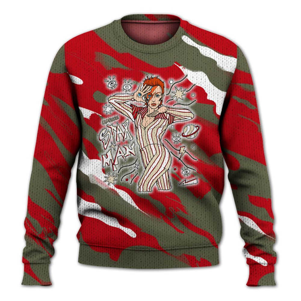 Knitted Sweater To Match Travis Scott Low OG Medium Olive 1s - Starmans Graphics Colored