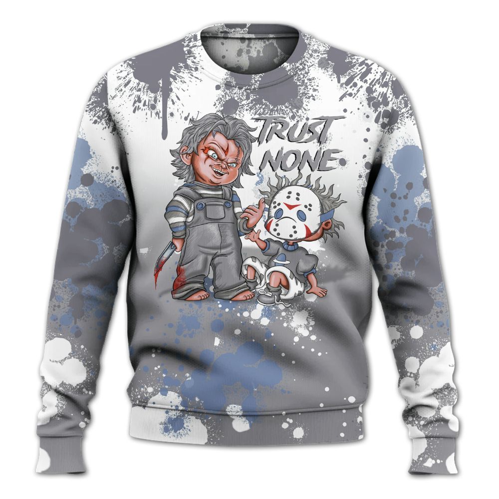 Sweatshirt To Match Cement Grey 11s - Trust No One Scary All Over Print
