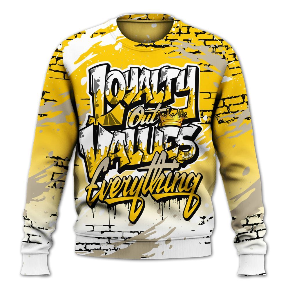 Sweatshirt To Match Vivid Sulfur 4s - Values Of Loyalty Drip All Over Print