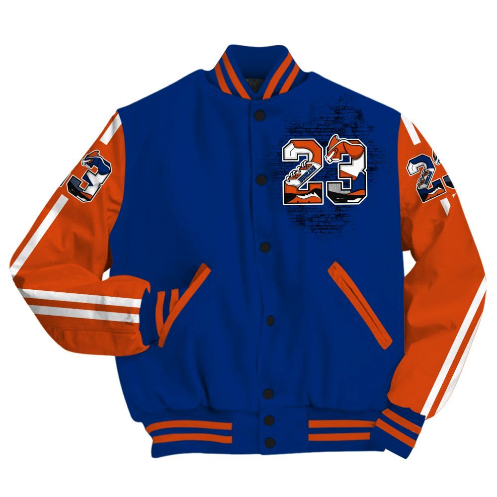 Varsity Jacket To Match Mid Knicks 1s - Custom Name Number 23 5s All Over Print