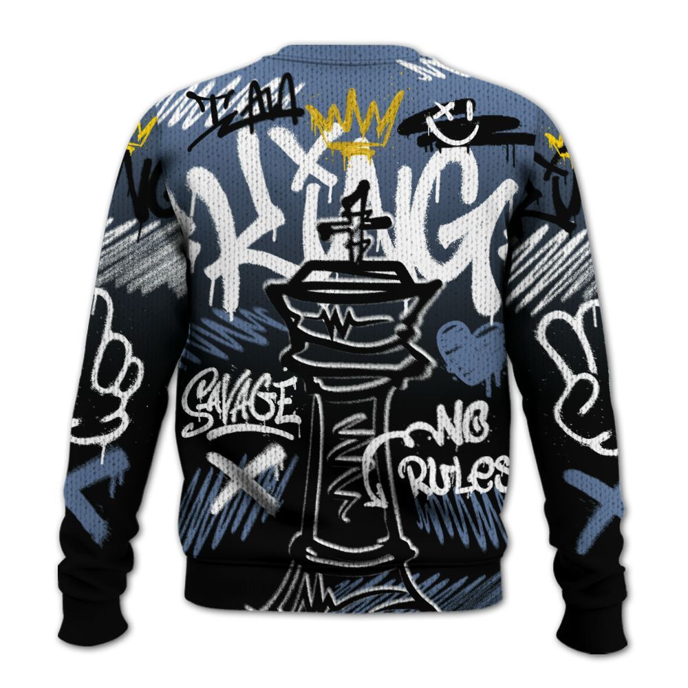Knitted Sweater To Match Mid Space Jam 1s - Street King Chess Streetwear