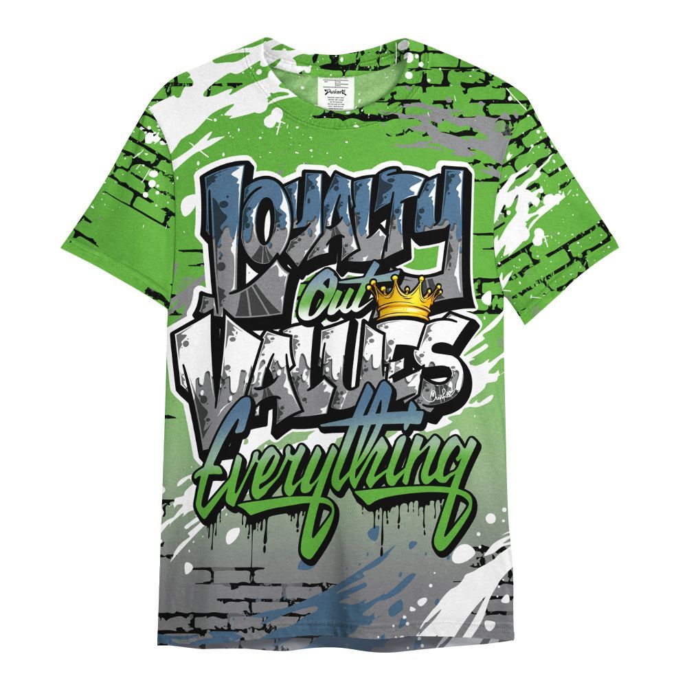 Shirt To Match Retro Green Bean 5s - Values Of Loyalty Drip All Over Print