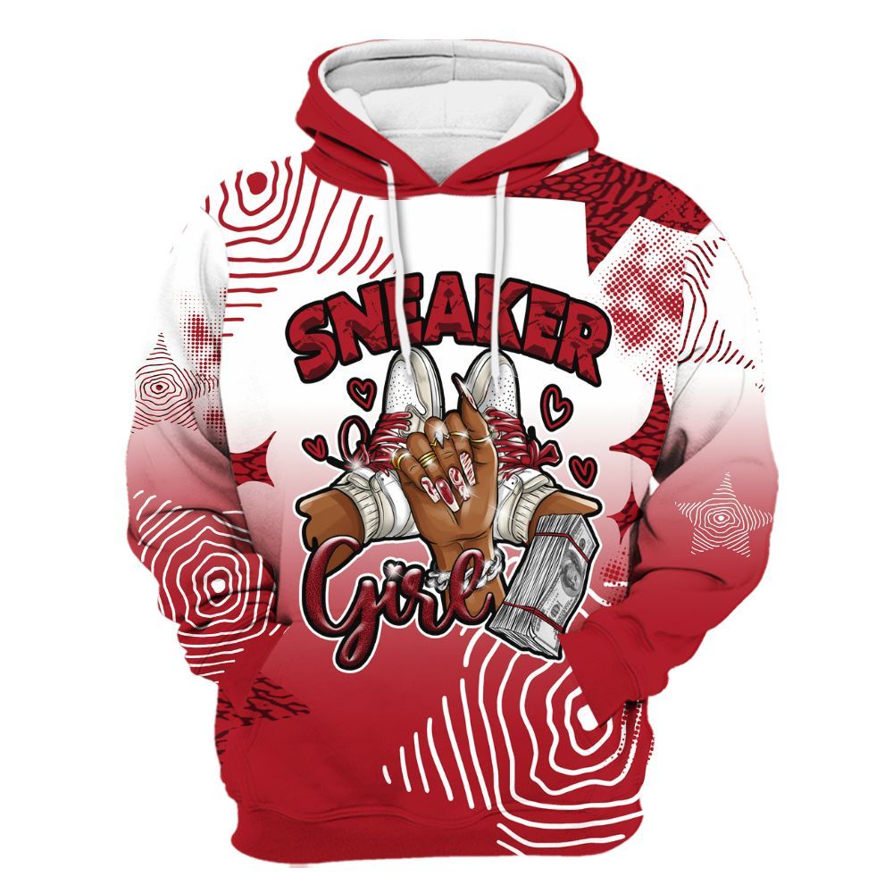 Hoodie To Match Mid Red Cracked Leather 1s - Sneakerz Girlz Unique Starz All Over Print