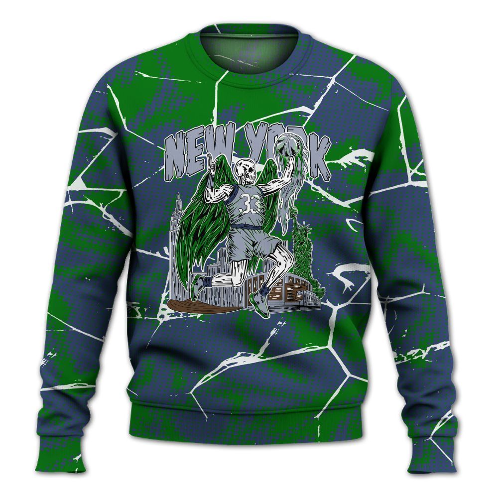 Sweatshirt To Match Midnight Navy 13s - Ewing Era Skeleton Crack All Over Print