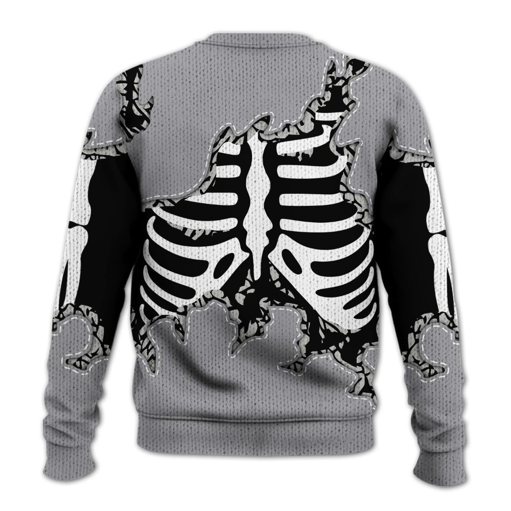 Knitted Sweater To Match Cement Grey 3s - Skeleton Smiley Face