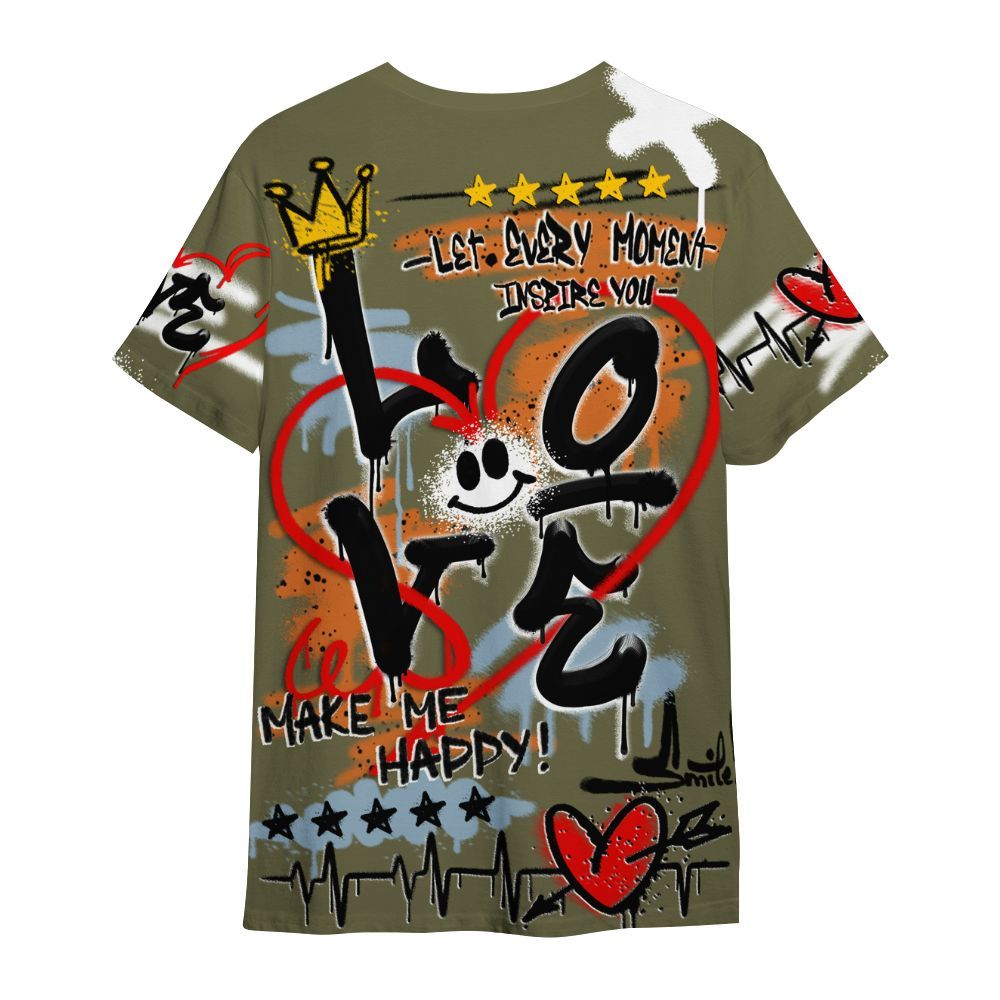 Shirt To Match Olive 5s - Happy Love Beats Graffiti Streetwear All Over Print