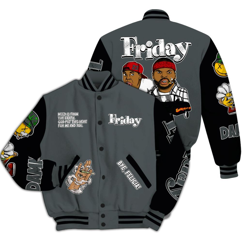 Varsity Jacket To Match Black RM Nigel Sylvester 4s - Friday Sneaker Stress Style All Over Print