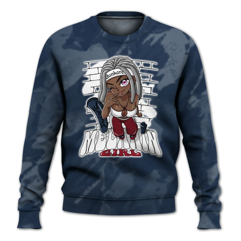 Sweatshirt To Match White Midnight Navy 6s - MelaninGirl Abstract Halftone All Over Print