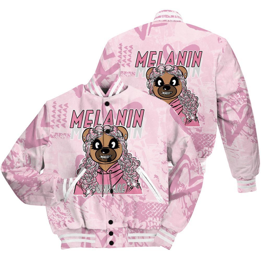 Varsity Jacket To Match Orchid 4s Shirt - Pigments Bear Heart Grunge All Over Print