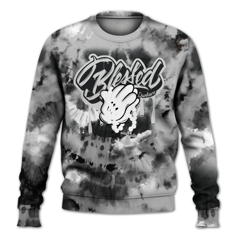 Sweatshirt To Match Low 85 Metallic Black 1s - God Blessed Tie Dye All Over Print