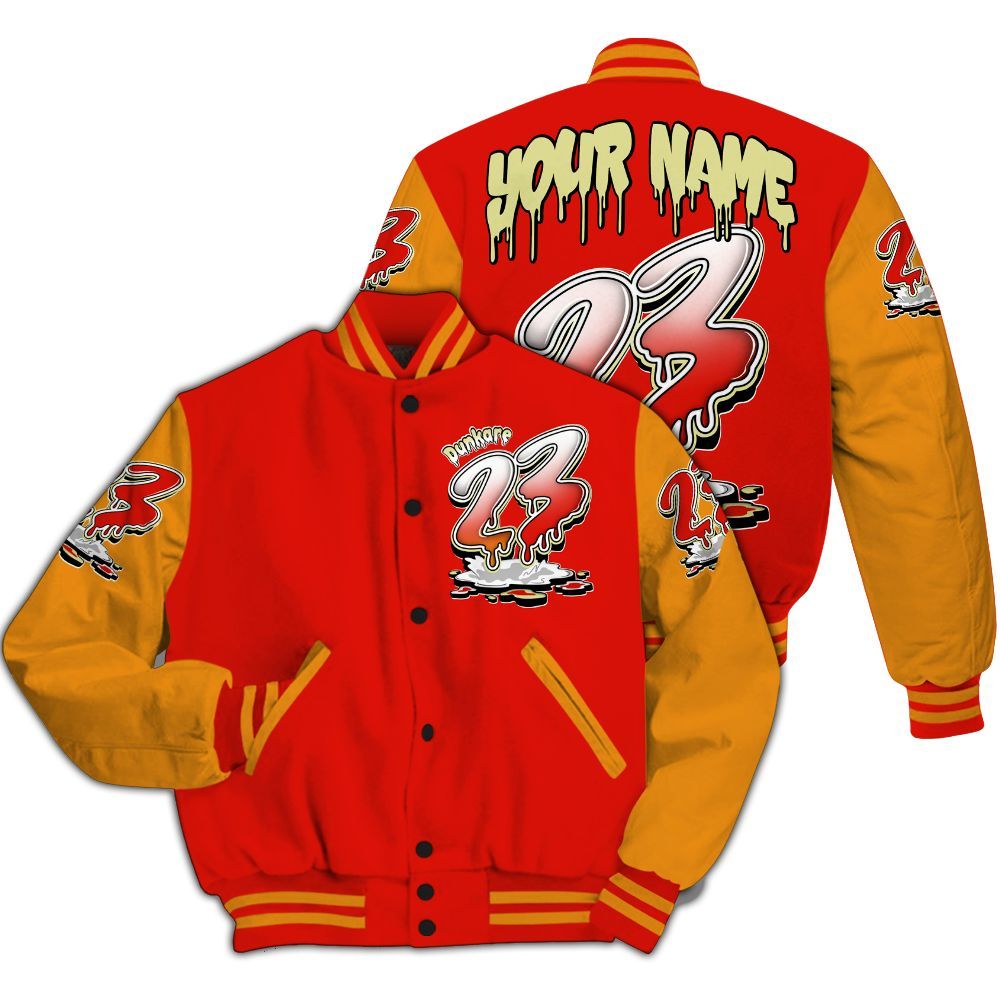 Varsity Jacket To Match Retro Sunset 2026 5s - Custom Name 23 Drip All Over Print