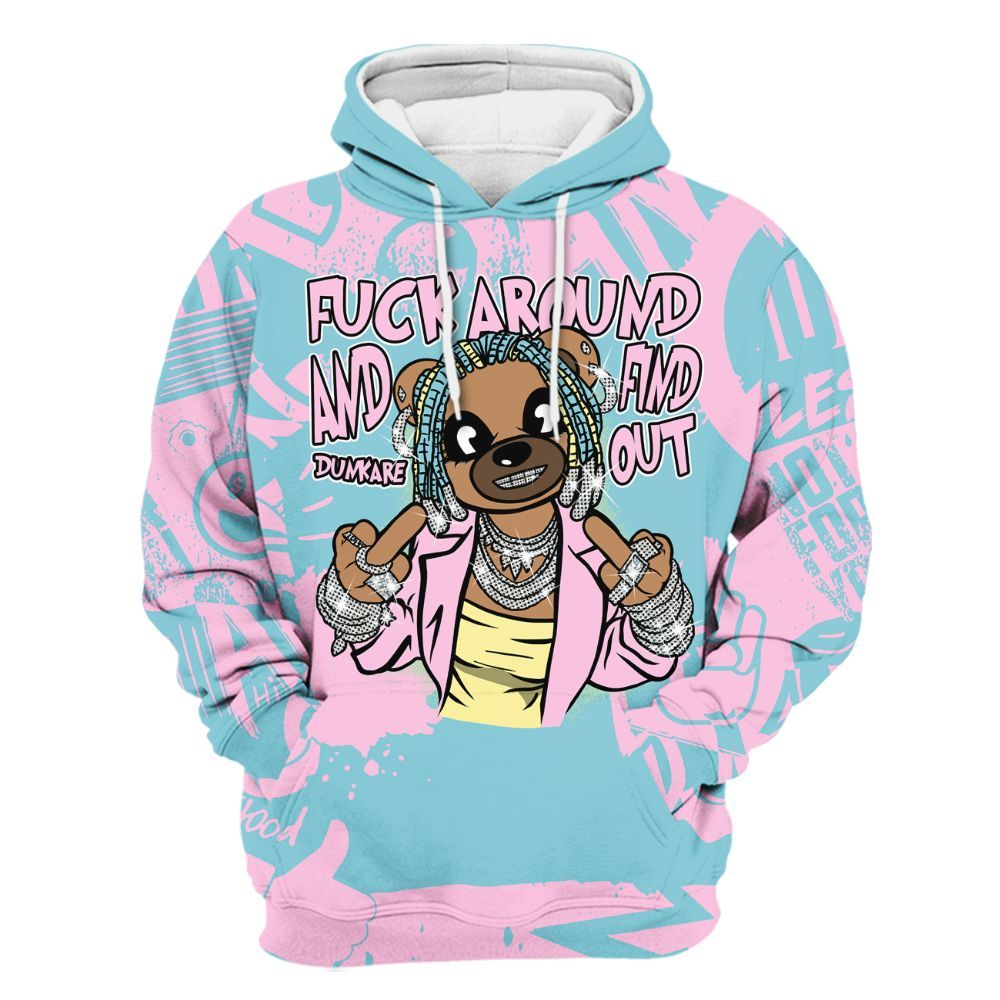 Hoodie To Match SB Dunk Low Visty - F#ck Around Bear Bear Monogram Graffiti All Over Print