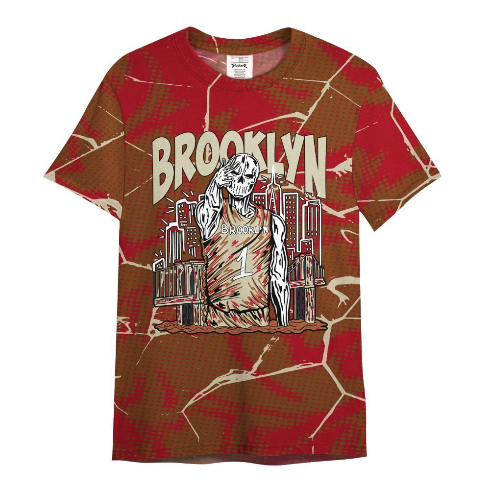 Shirt To Match Archaeo Brown 5s - Brooklyn's Skeleton Crack All Over Print