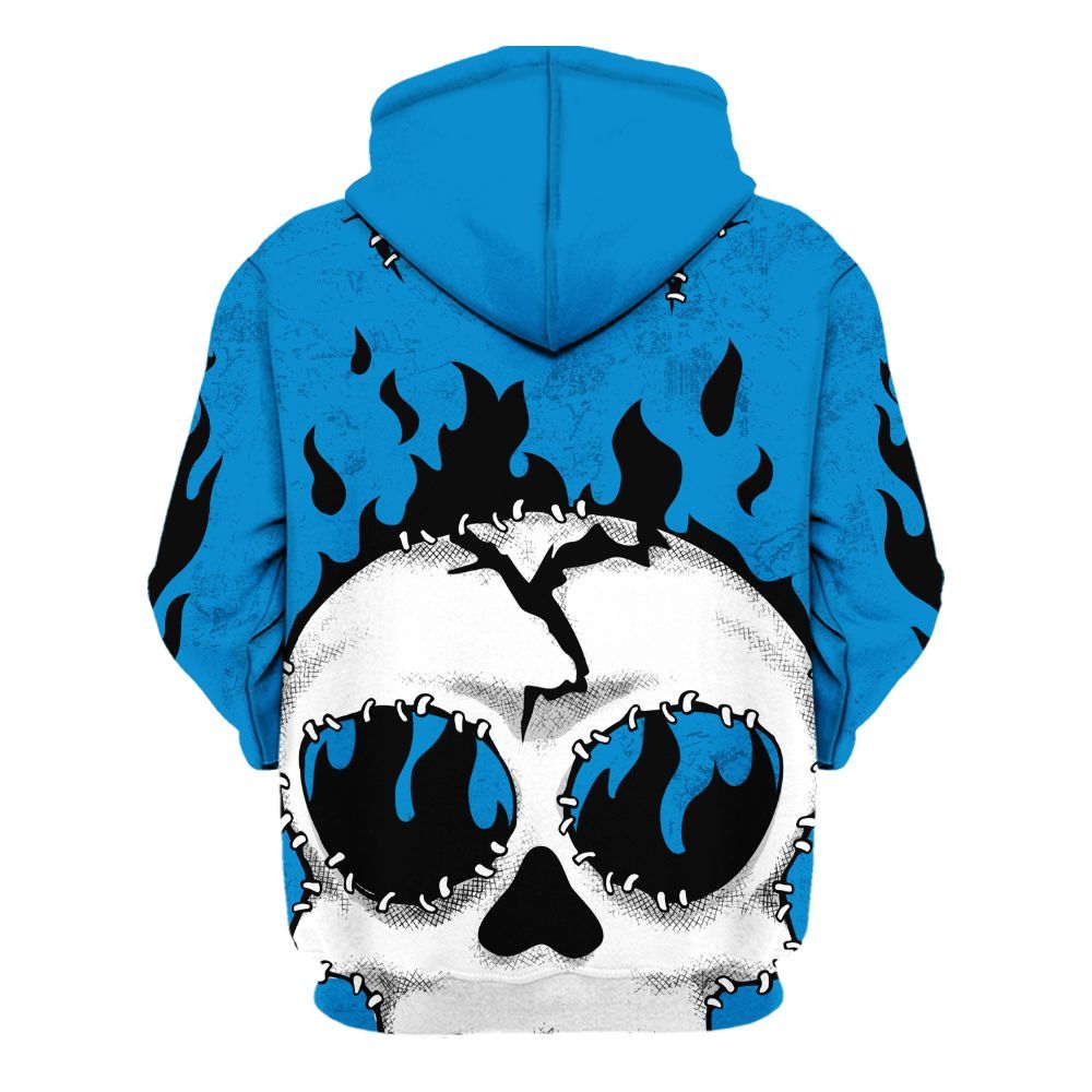 Hoodie To Match Industrial Blue 4s - Cracked Skull Stitches Military Blue 4s All Over Print