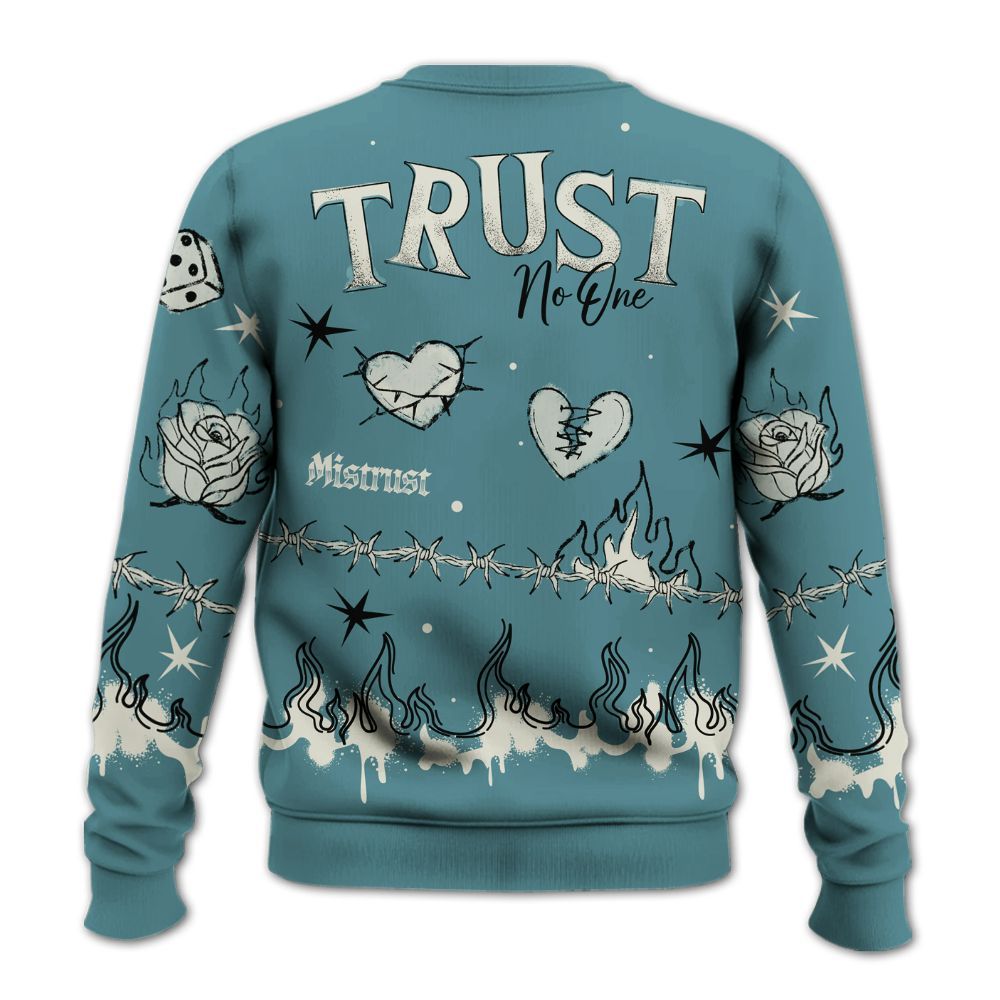 Sweatshirt To Match Dunk Low Denim Turquoise Royal - Trust No One Snake-Bite Doodle Crayon All Over Print
