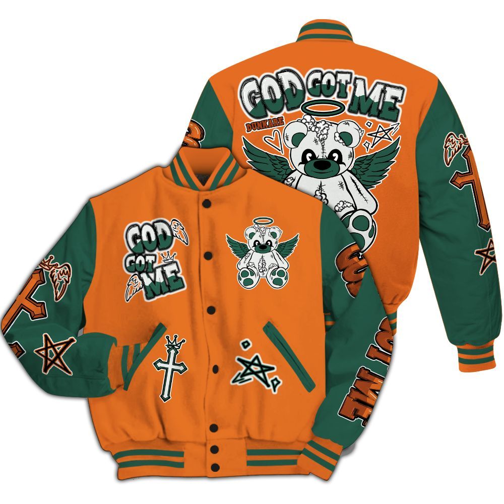 Varsity Jacket To Match Dunk Low Ceramic - Gods Guides Me Bear All Over Print