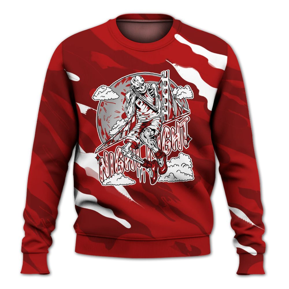 Sweatshirt To Match Red Taxi 12s - Seeya Skeleton Colored All Over Print