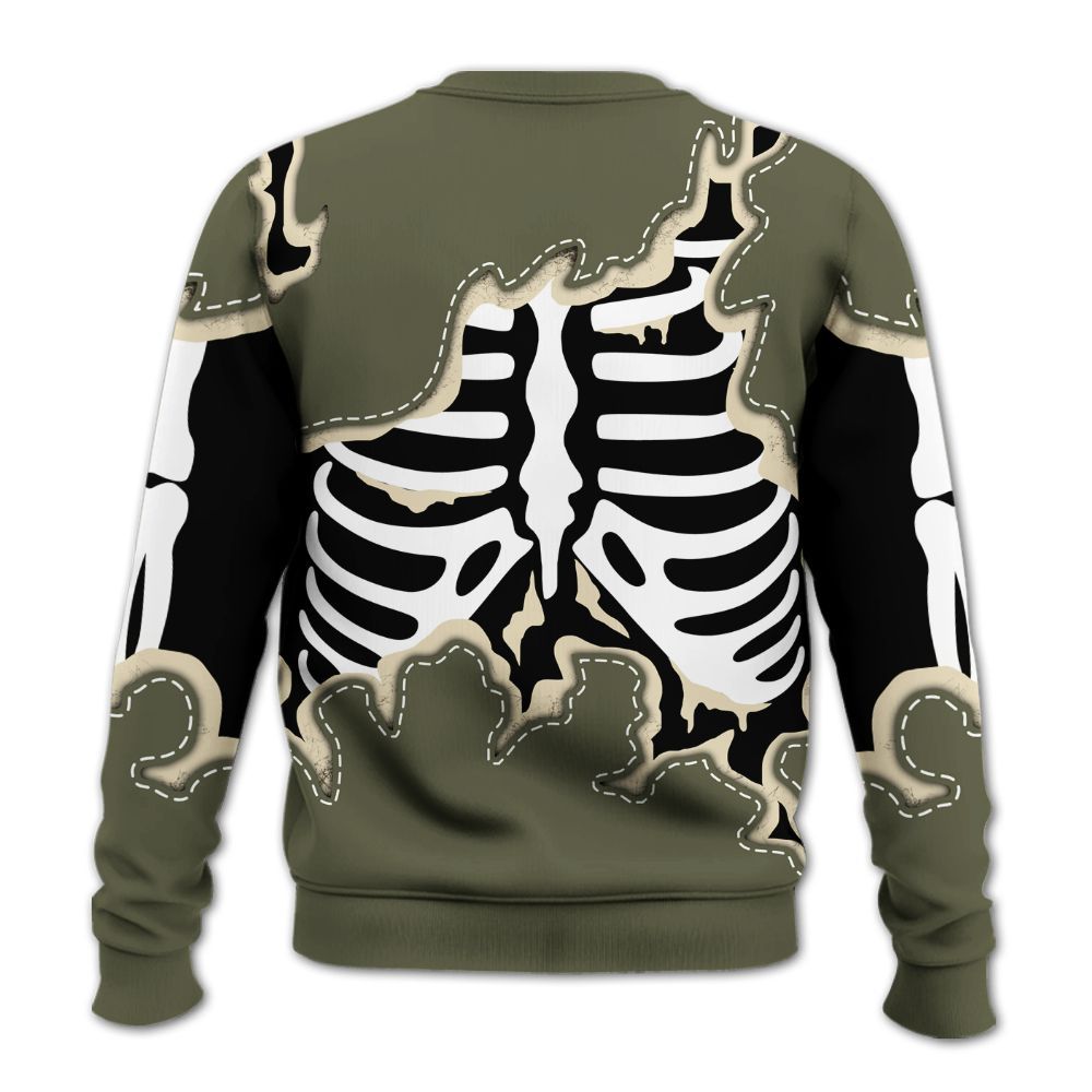 Sweatshirt To Match Travis Scott Low OG Medium Olive 1s - Skeleton Smiley Face All Over Print