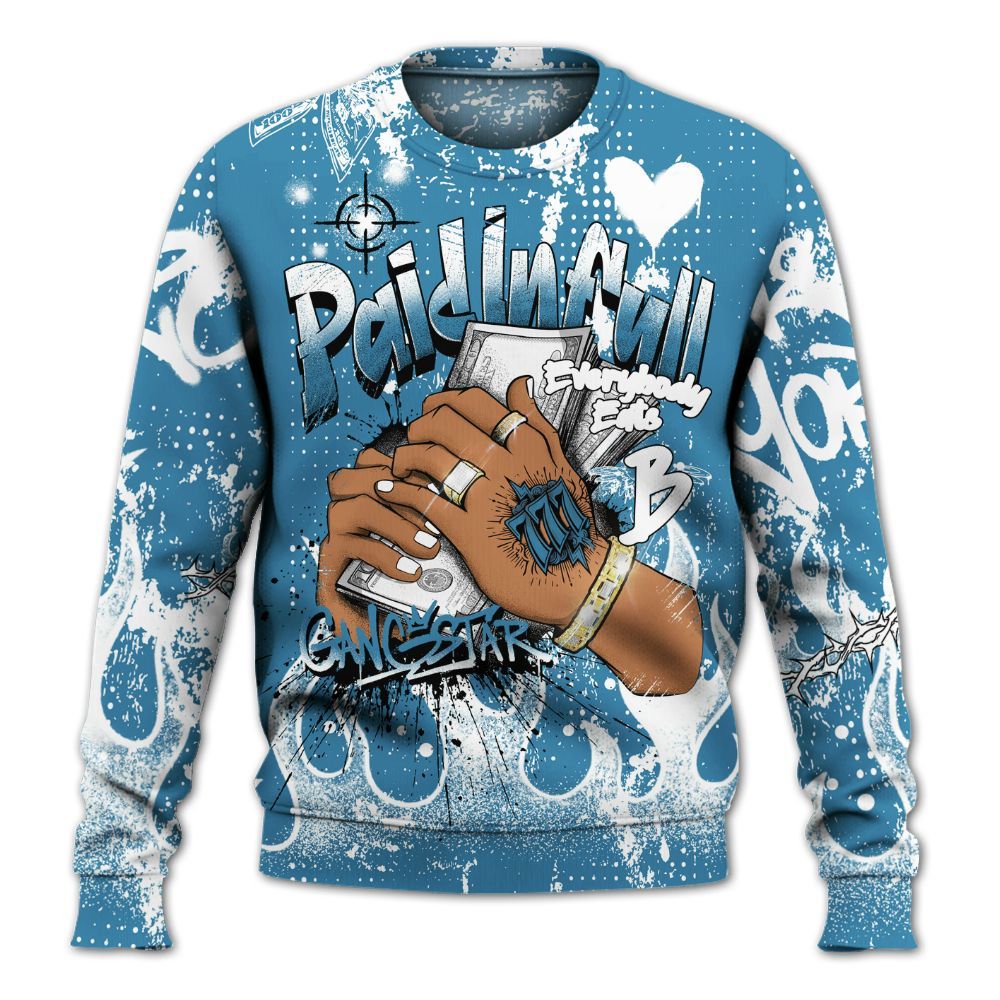 Sweatshirt To Match High OG UNC Reimagined 1s - Lucky Money Paid In Full Graffiti All Over Print