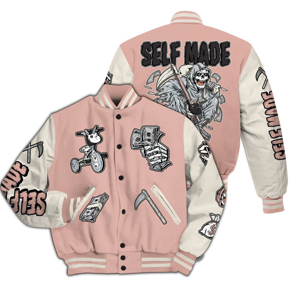 Varsity Jacket To Match Air Force Low 1 Arctic Orange - Self Make Skeleton All Over Print