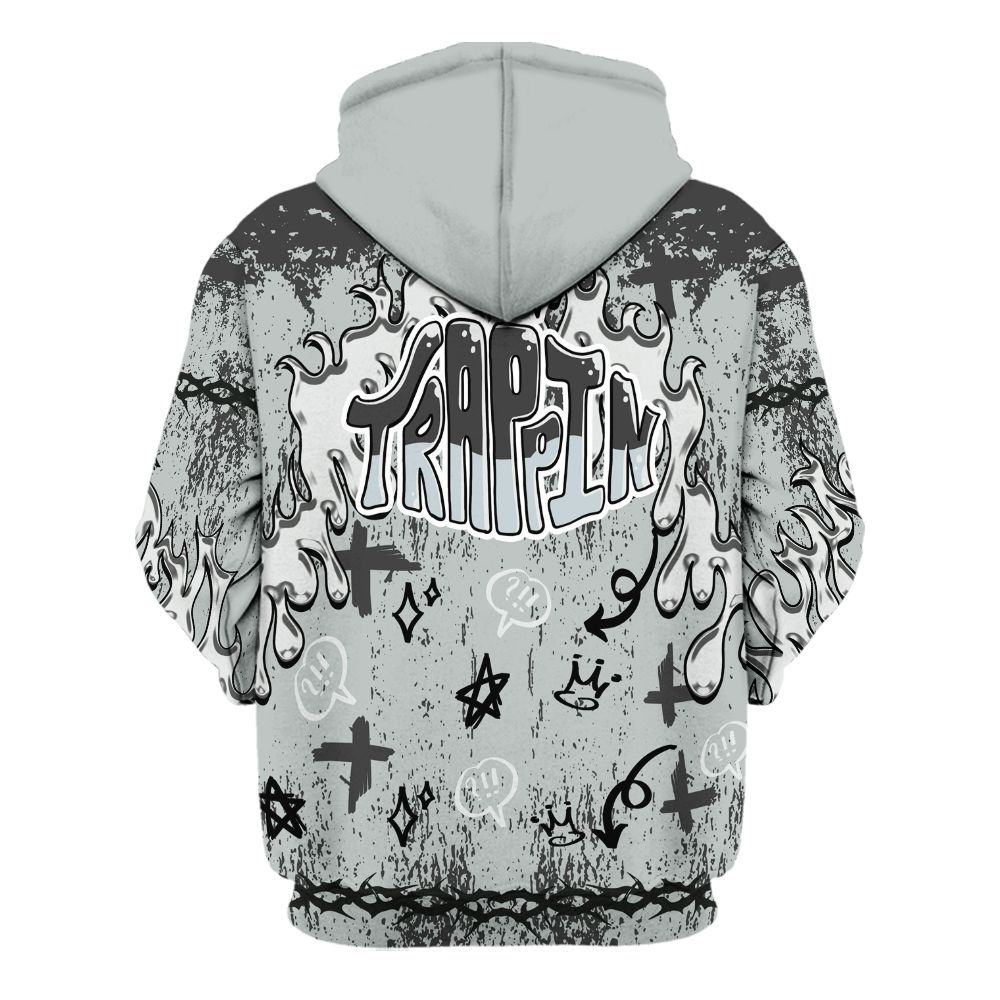 Hoodie To Match Black Wolf Grey 12s - Trappin' Unique Graphics All Over Print
