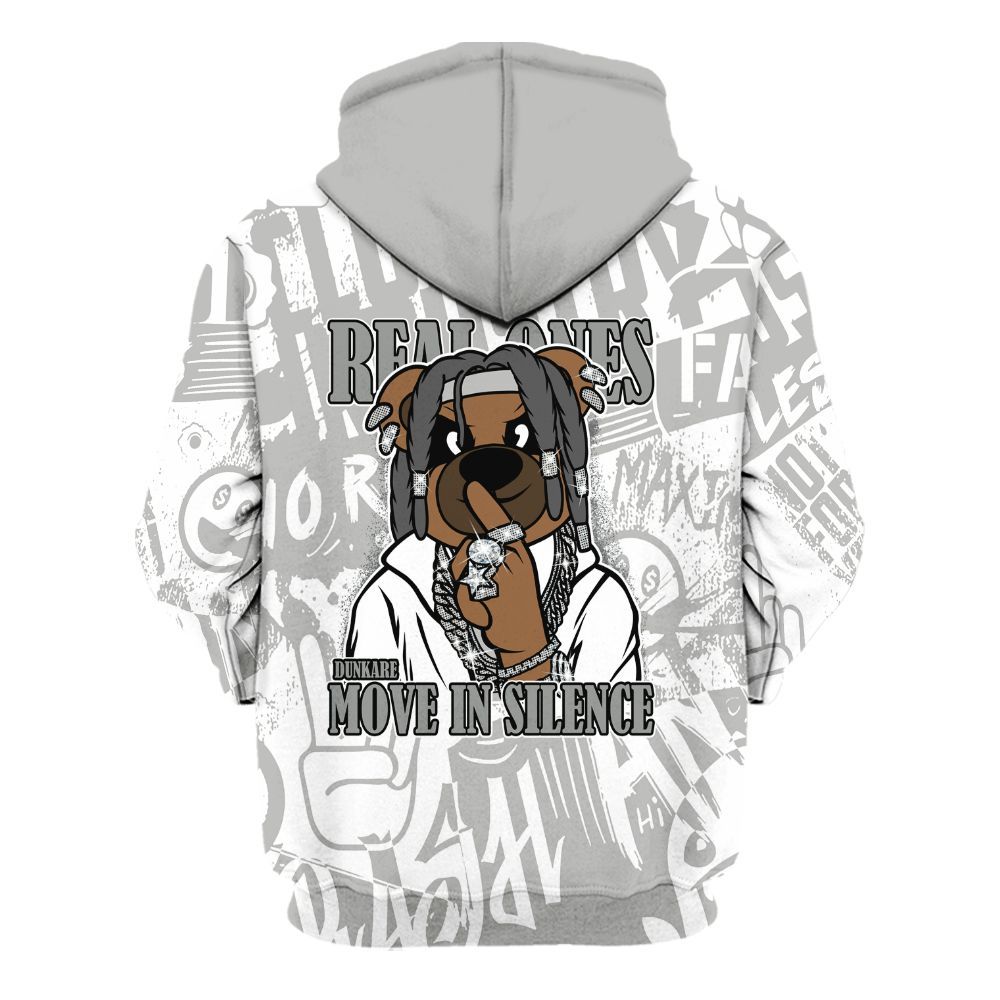 Hoodie To Match Paris Cement Grey 4s - Silent Achievers Bear Monogram Graffiti All Over Print