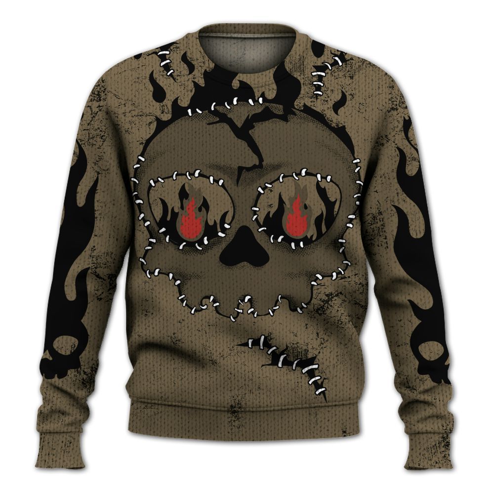 Knitted Sweater To Match Olive 9s - Cracked Skull Stitches
