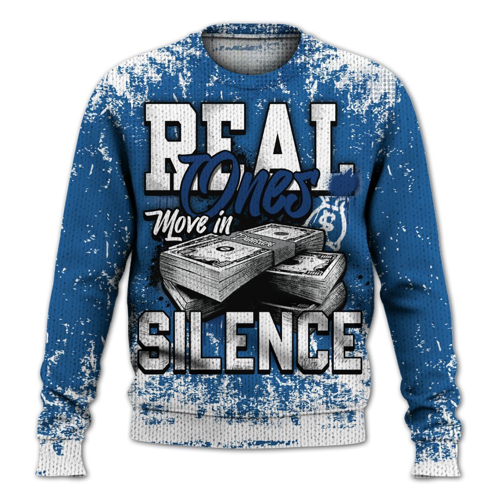 Knitted Sweater To Match French Blue 13s - Move In Silence Money Street Retro