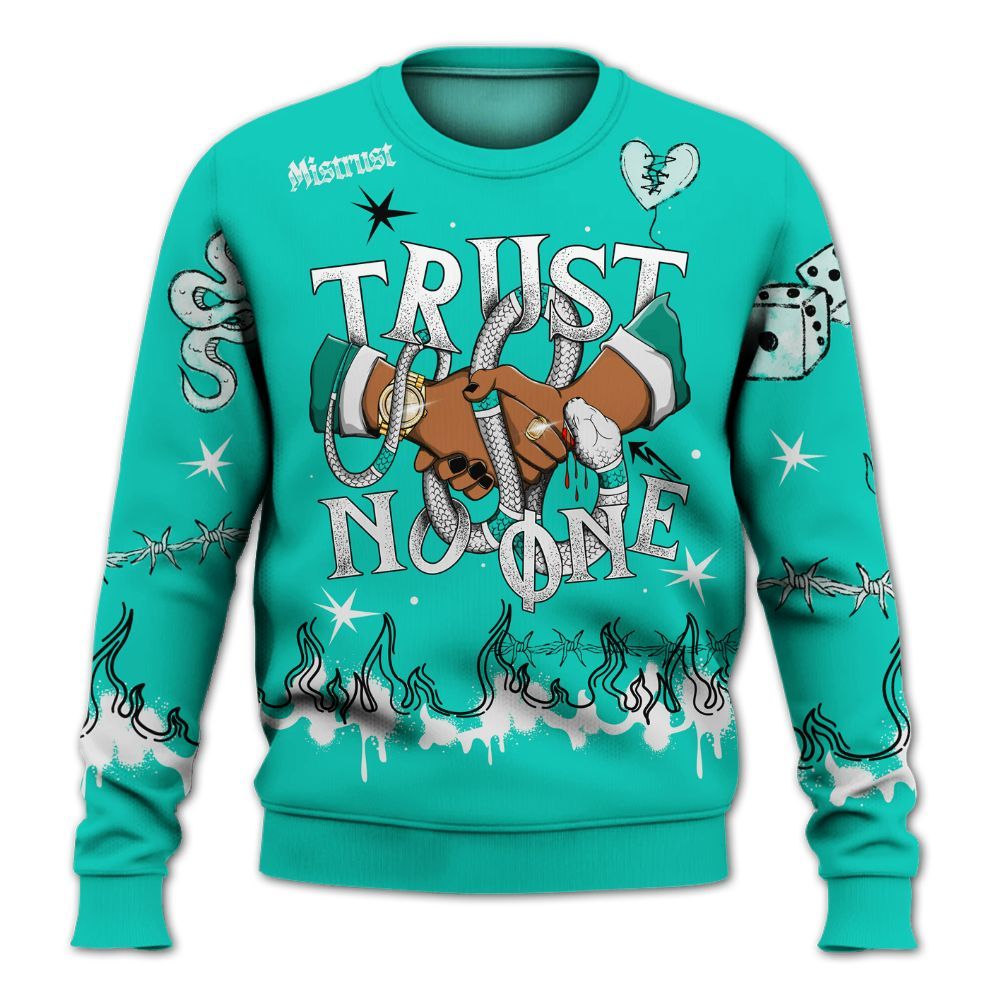 Sweatshirt To Match Dunk Low Clear Jade - Trust No One Snake-Bite Doodle Crayon All Over Print