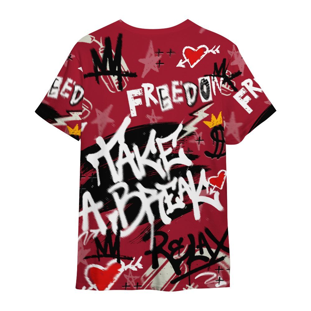 Shirt To Match High OG Black Toe Reimagined 1s - Take Break Freedom Graffiti Streetwear All Over Print