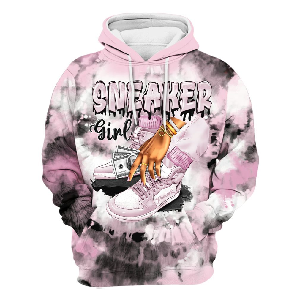 Hoodie To Match Orchid 4s - SNEAKER Girl Money Drip Tie Dye All Over Print