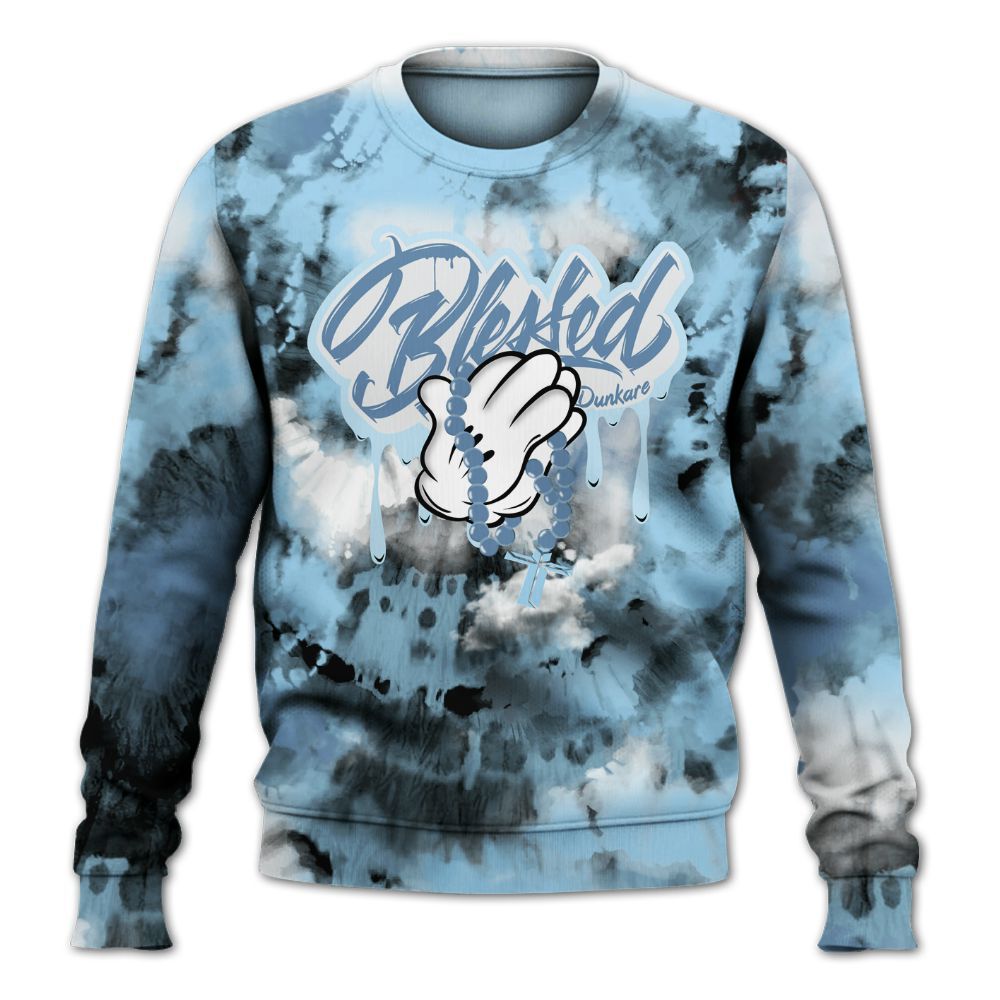 Sweatshirt To Match Legend Blue 11s - God Blessed Tie Dye All Over Print