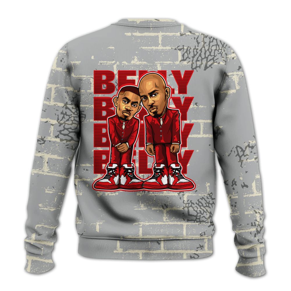 Sweatshirt To Match Cement Grey 3s - Belly Sneakers Graphic Halloween All Over Print