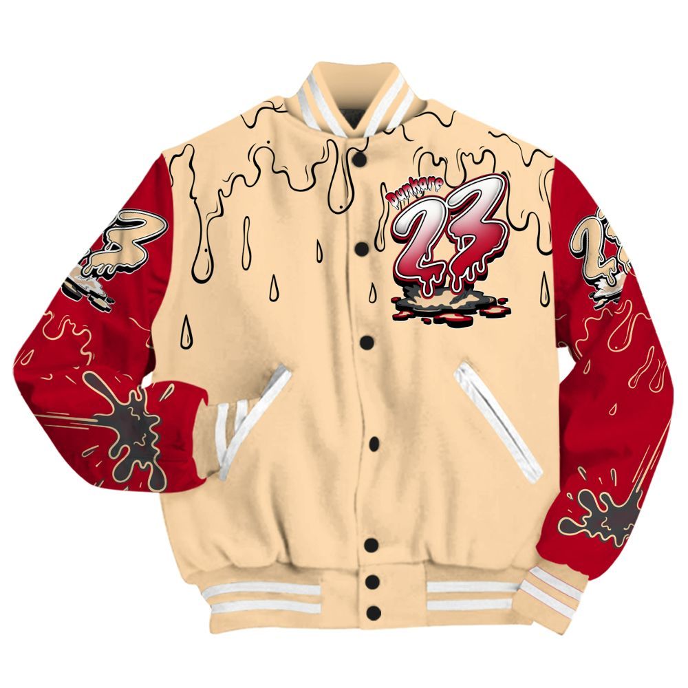 Varsity Jacket To Match Retro Pizza GS 4s - Custom Name 23 Drip Sludges All Over Print